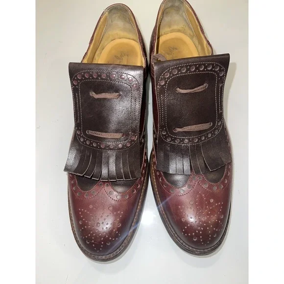 $1,150.00 George Esquivel Vanas Burgundy/Brown leather lace up oxfords Size 10
